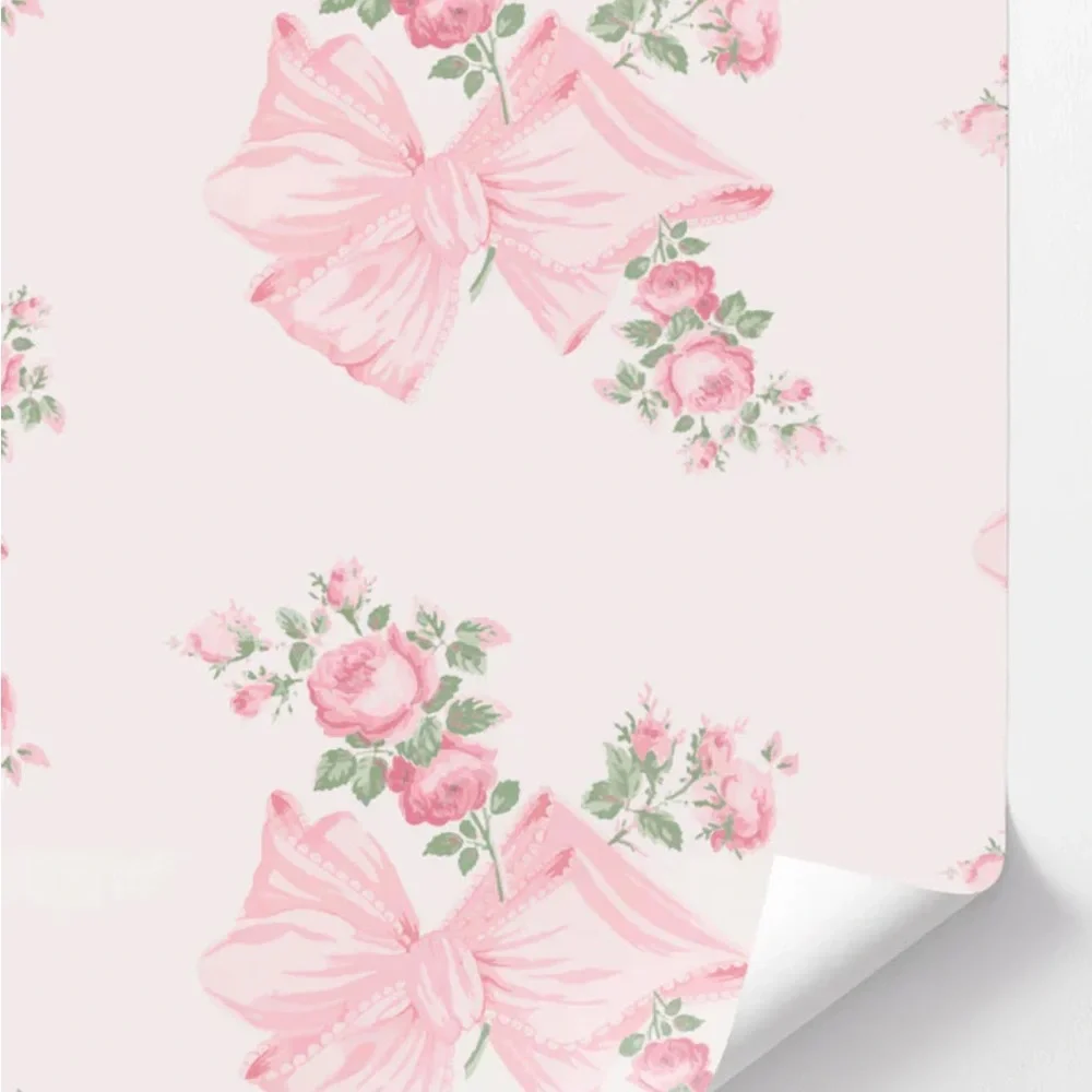 LoveShackFancy Pink Bow and Rose Wallpaper